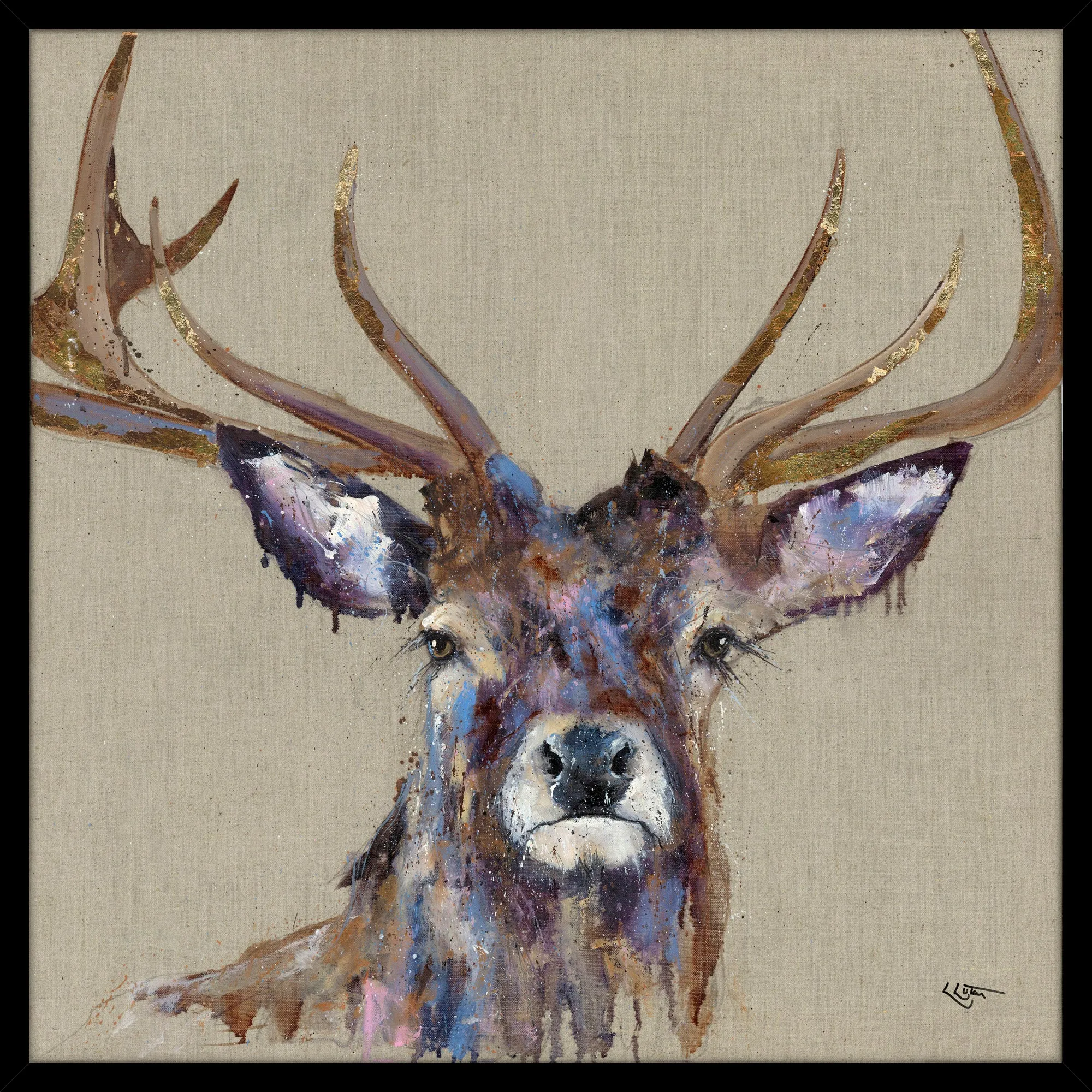 Brindle Stag Abstract Wall Art - Black Frame product