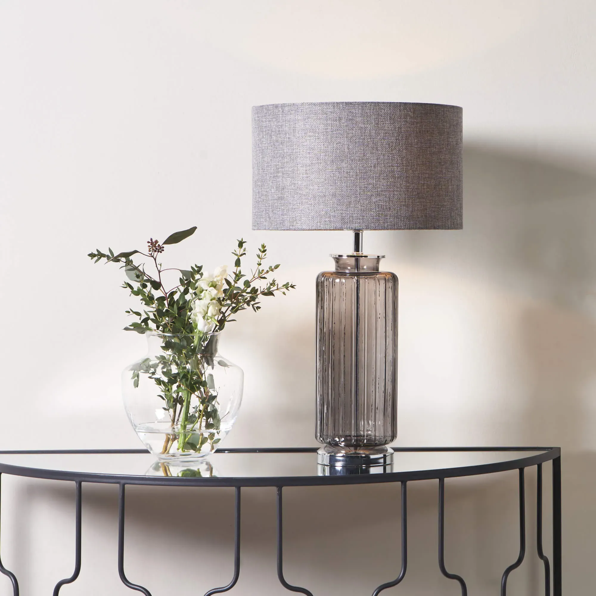 Brock Ribbed Glass Table Lamp - Grey product