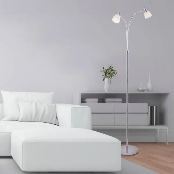 Bronx Floor Lamp with Opal Glass Shades - Polished Chrome product