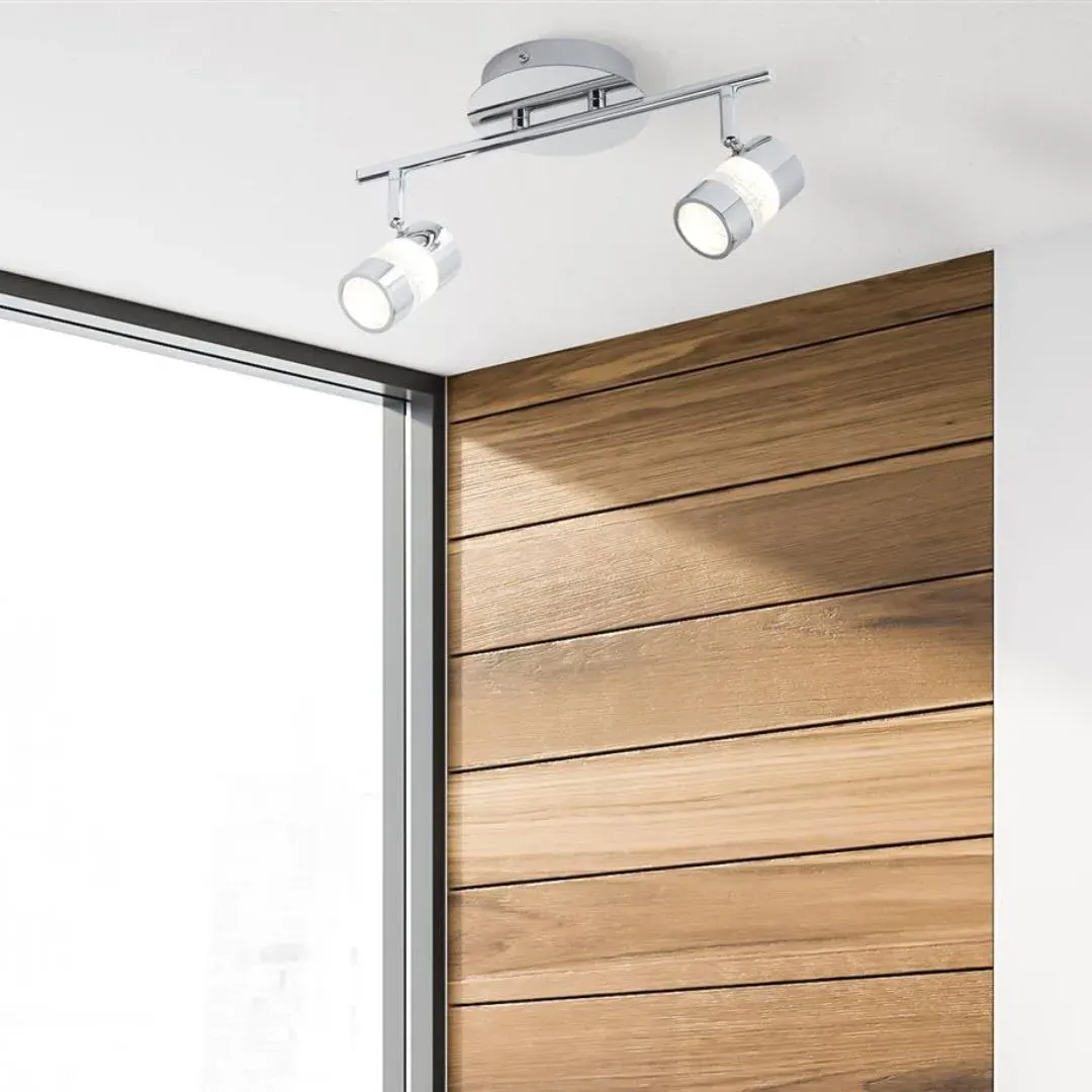 Bubbles 2-Light IP44 LED Ceiling Spotlight - Chrome, Glass product