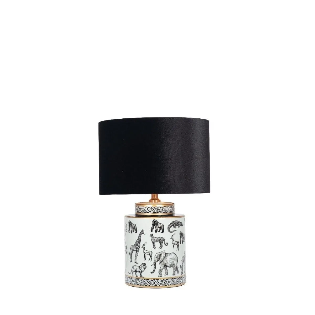 Bundala Safari Print Table Lamp - Black, White product