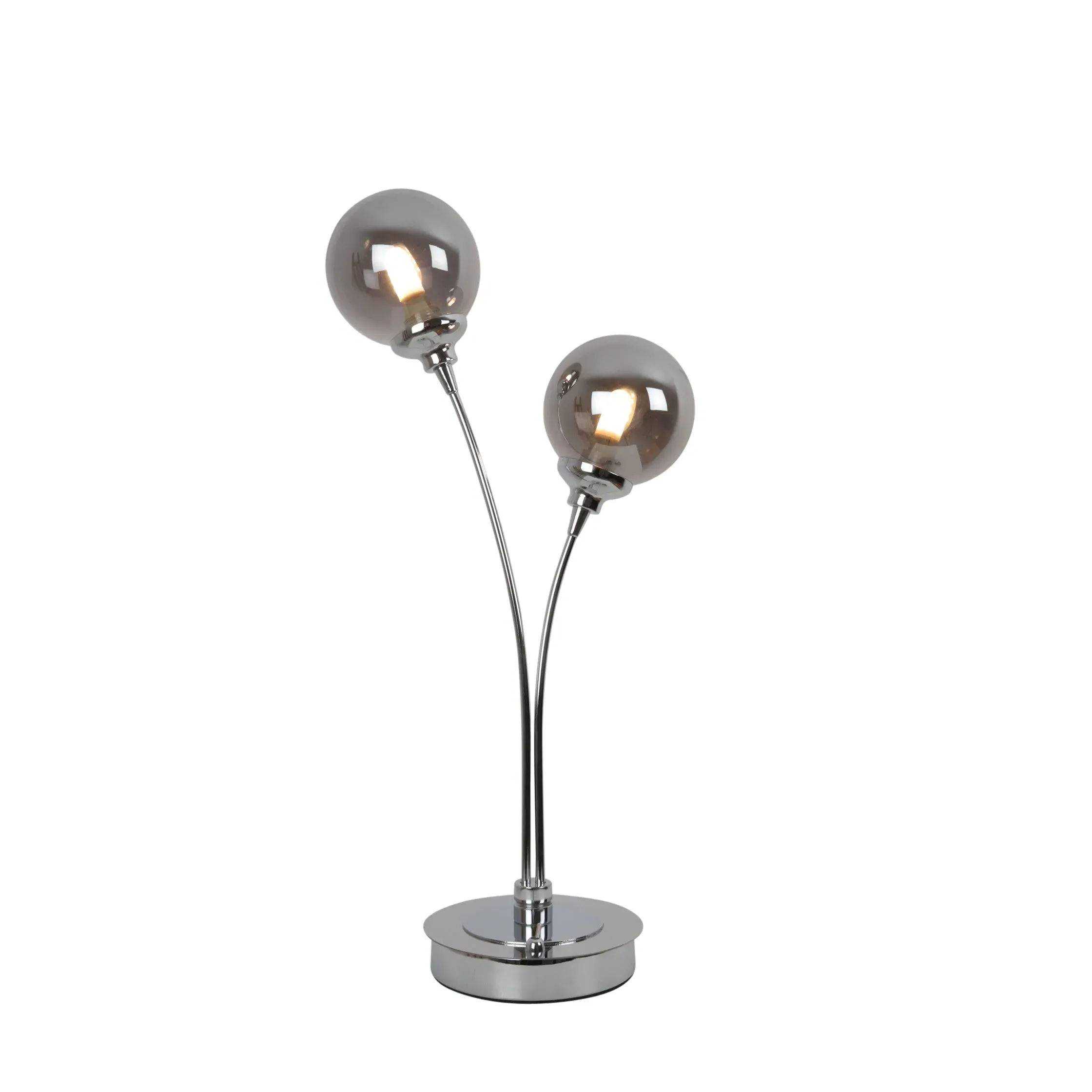 Bungo 2-Arm Table Lamp - Polished Chrome, Smoked Glass product