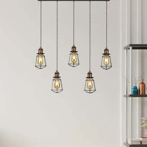 Burns 5-Light Ceiling Bar Pendant - Copper, Black product