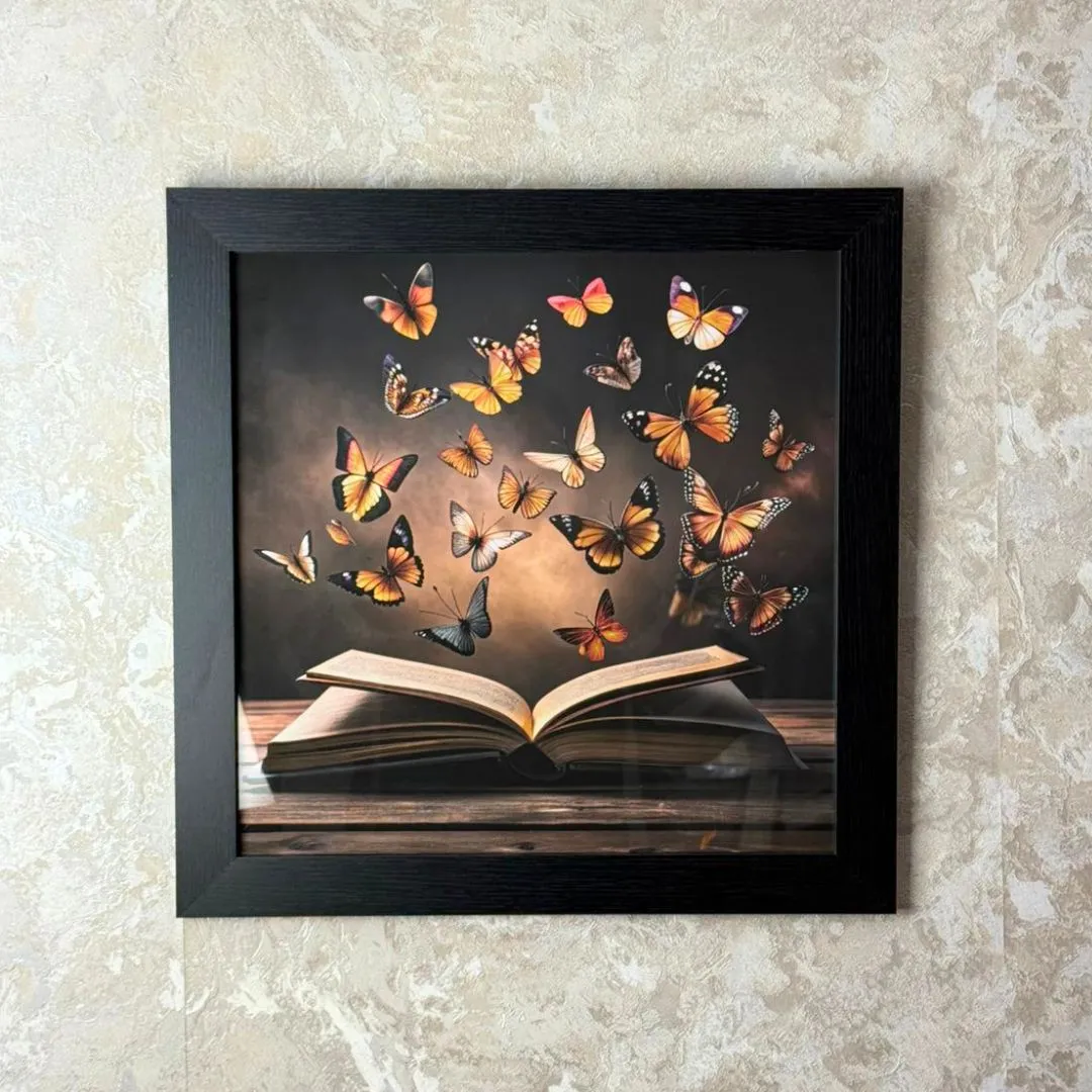 Butterfly Pages Wall Art - Black, Wood product