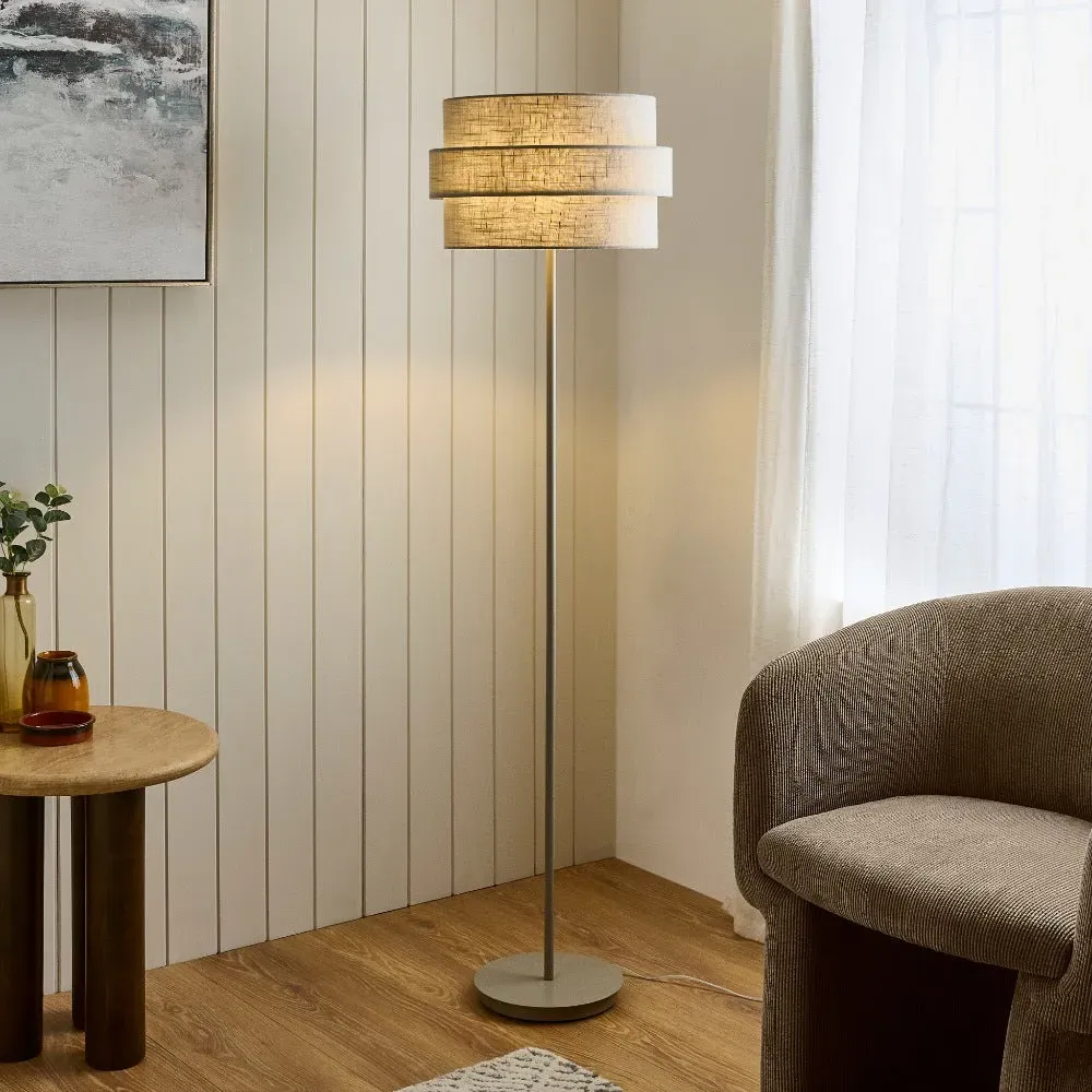 Buxton Floor Lamp - Light Grey, Faux Linen product