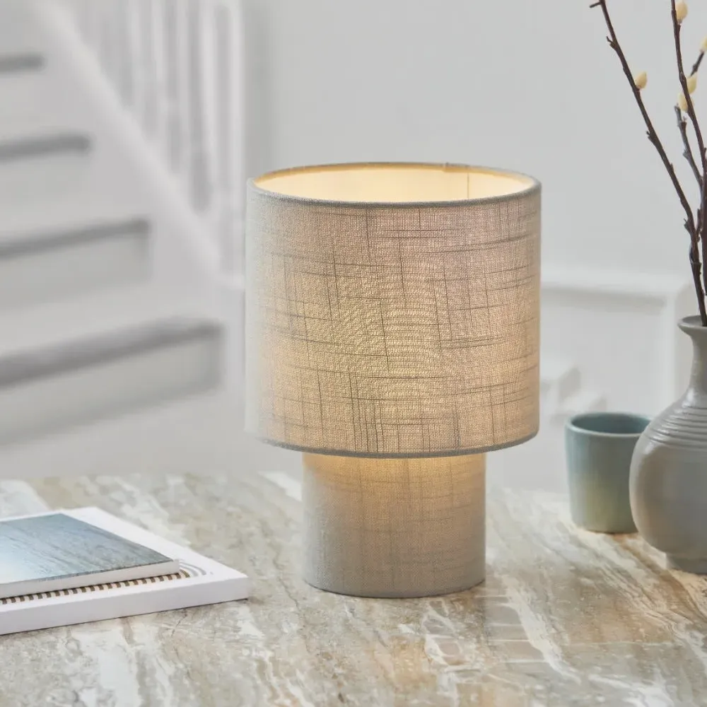 Buxton Mini Table Lamp - Grey, Faux Linen product