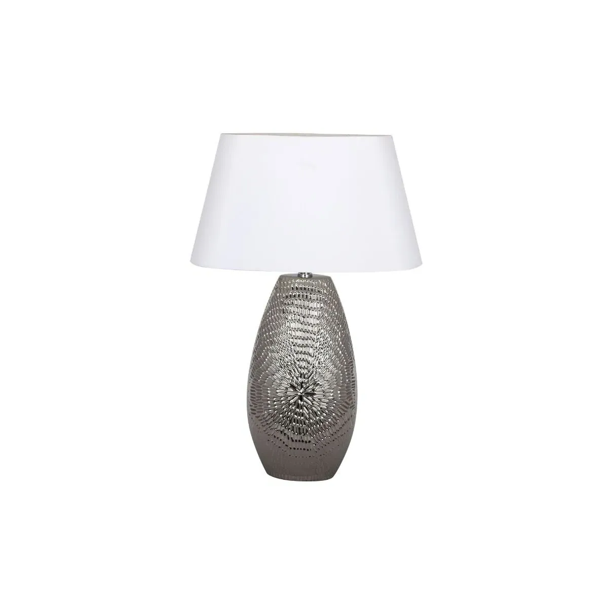 Caitlin Silver Oval Ceramic Table Lamp - White product