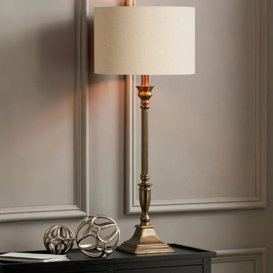 Canterbury Table Lamp with Cream Shade - Antique Brass product