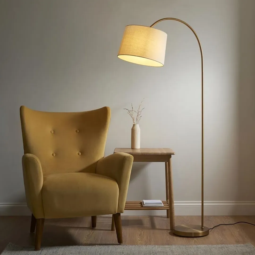 Carlson Arc Floor Lamp - Brass, Fabric product
