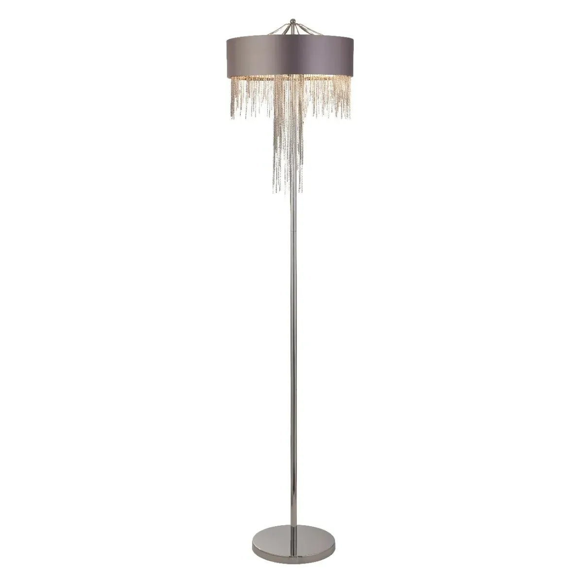 Carmella 3-Light Floor Lamp with Chain Detail - Grey, Chrome product