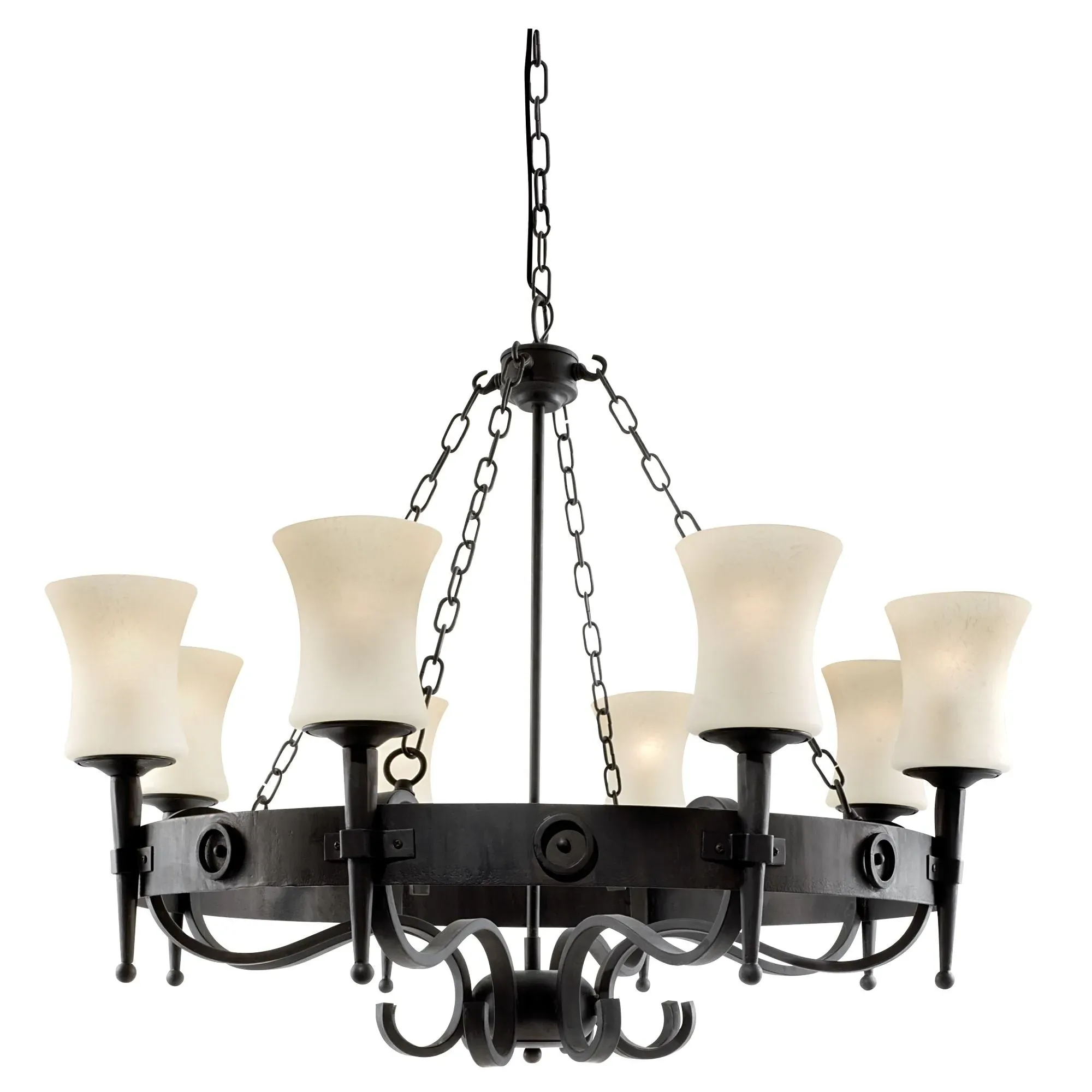 Cartwheel 8-Light Pendant - Black, Wrought Iron product