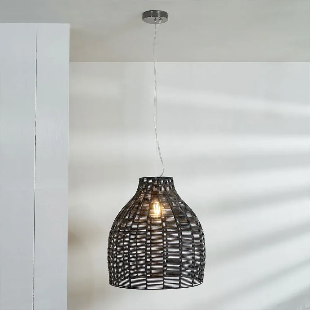 Casewell Cloche Pendant Ceiling Light - Black, Rattan product