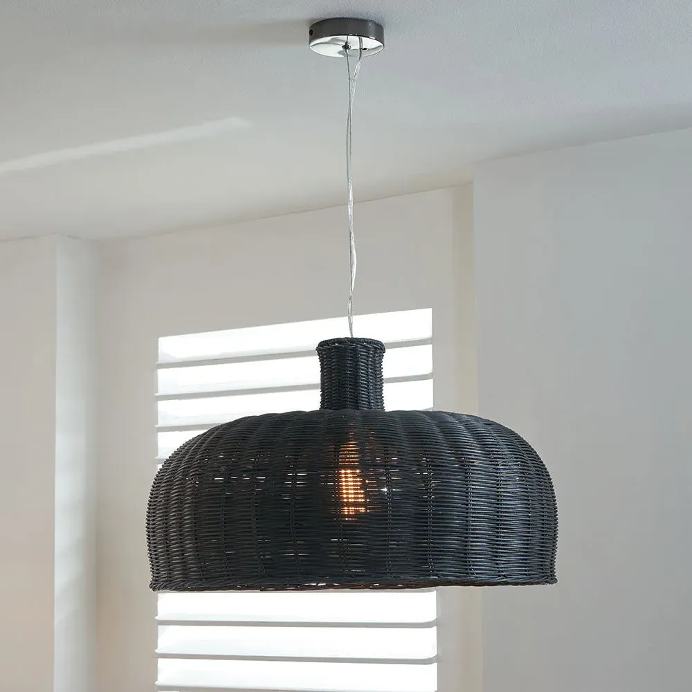 Casewell Dome Pendant Ceiling Light - Black, Rattan product