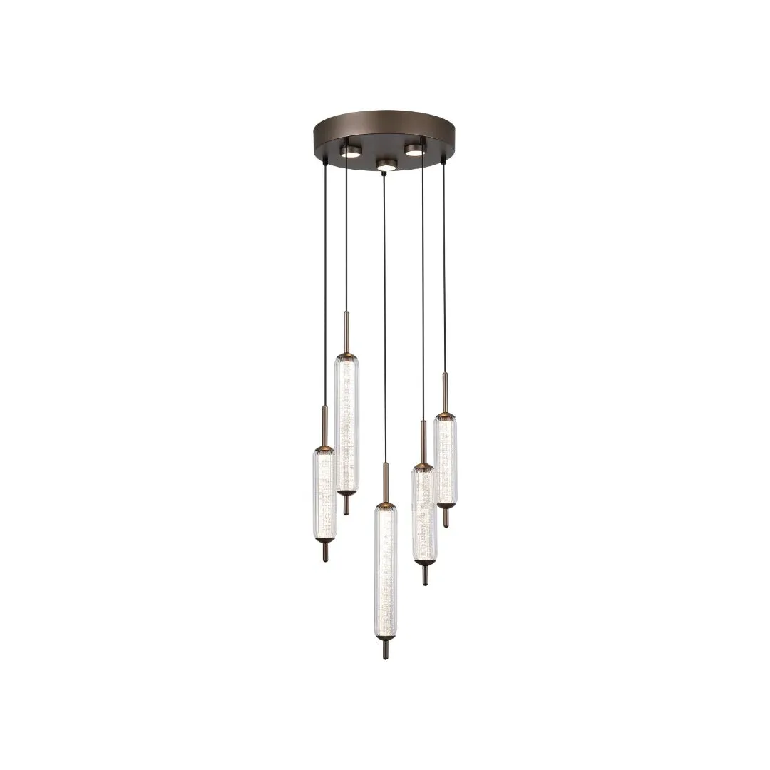 Cattail 5-Light LED Pendant - Neutral, Clear Glass product