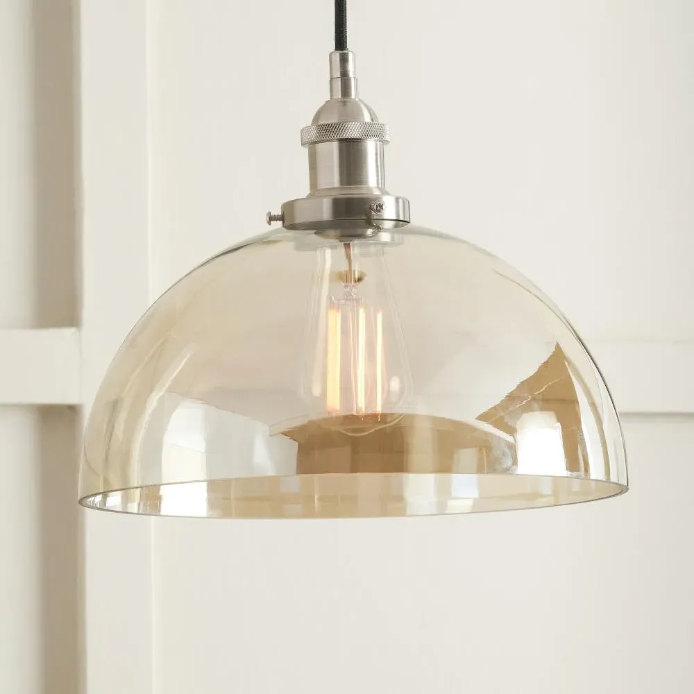 Cecilia Dome Ceiling Pendant - Antique Silver, Lustre Glass product