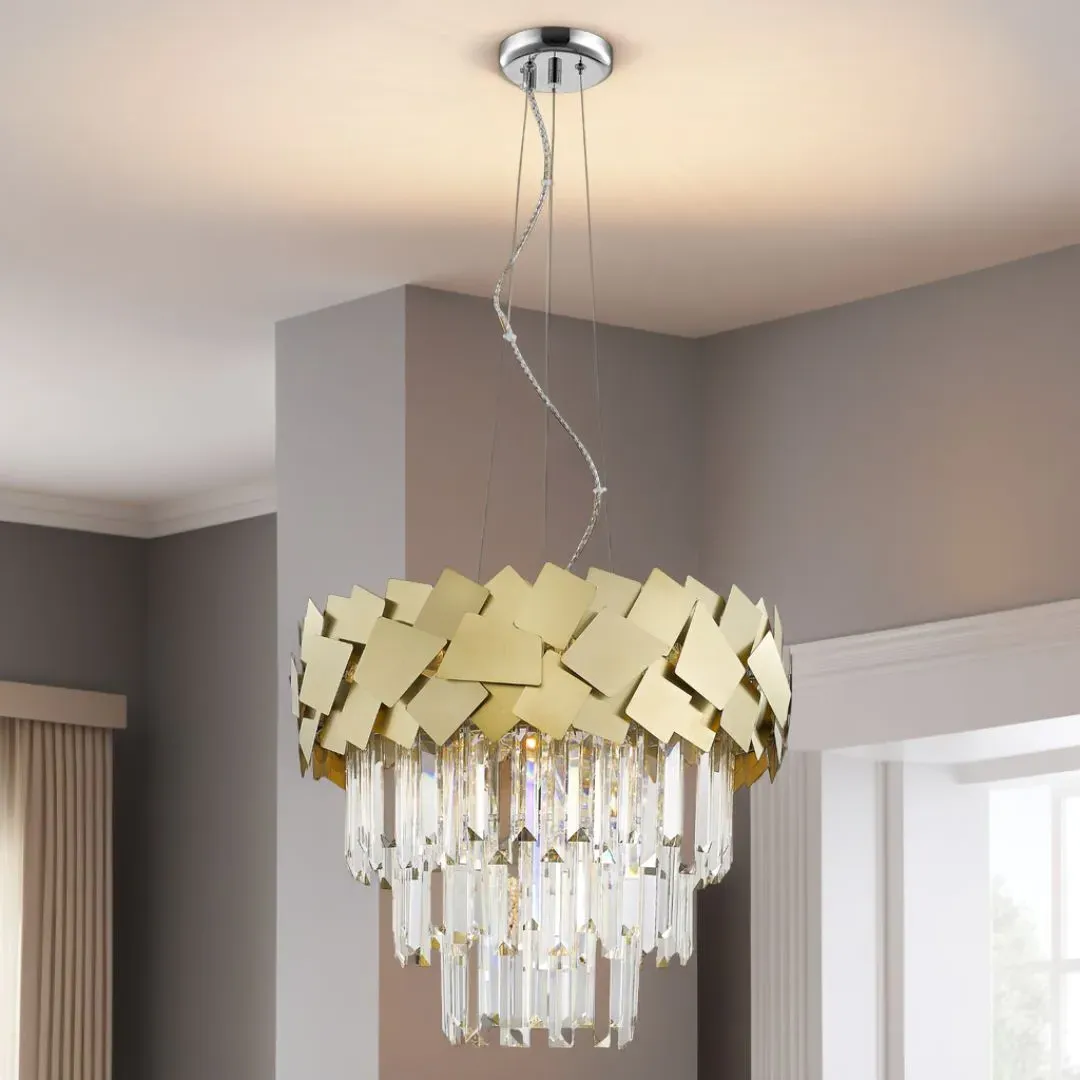 Celestia 3-Tier 6-Light Ceiling Pendant - Gold, Crystal product