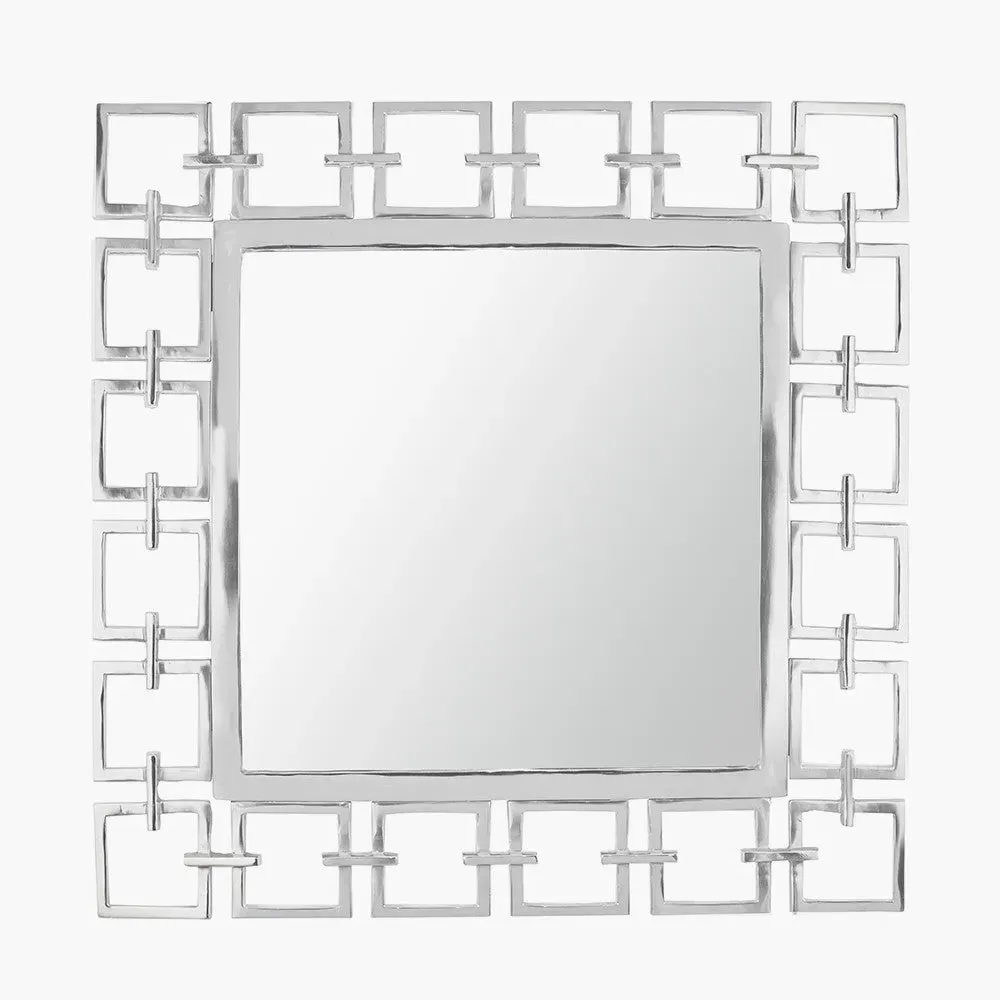 Chain Link Effect Square Wall Mirror - Nickel, Metal product