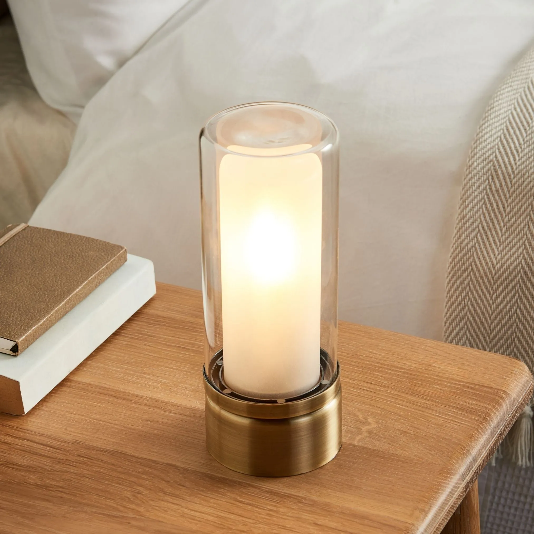 Chepstow Touch Table Lamp Dimmable - Antique Brass, Glass product