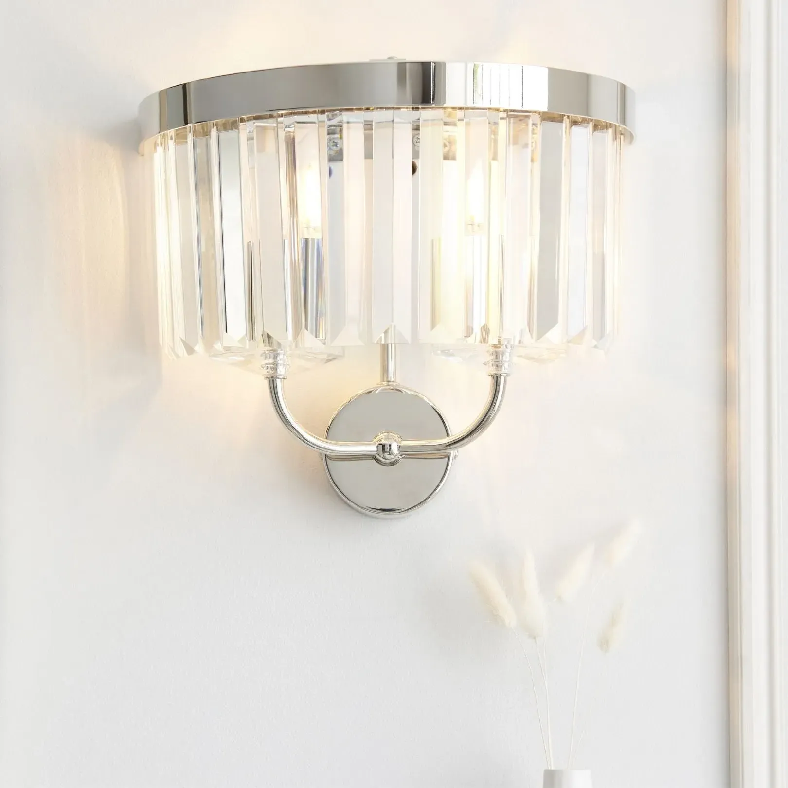 Chesterfield 2-Light Wall Light - Polished Nickel, Crystal product