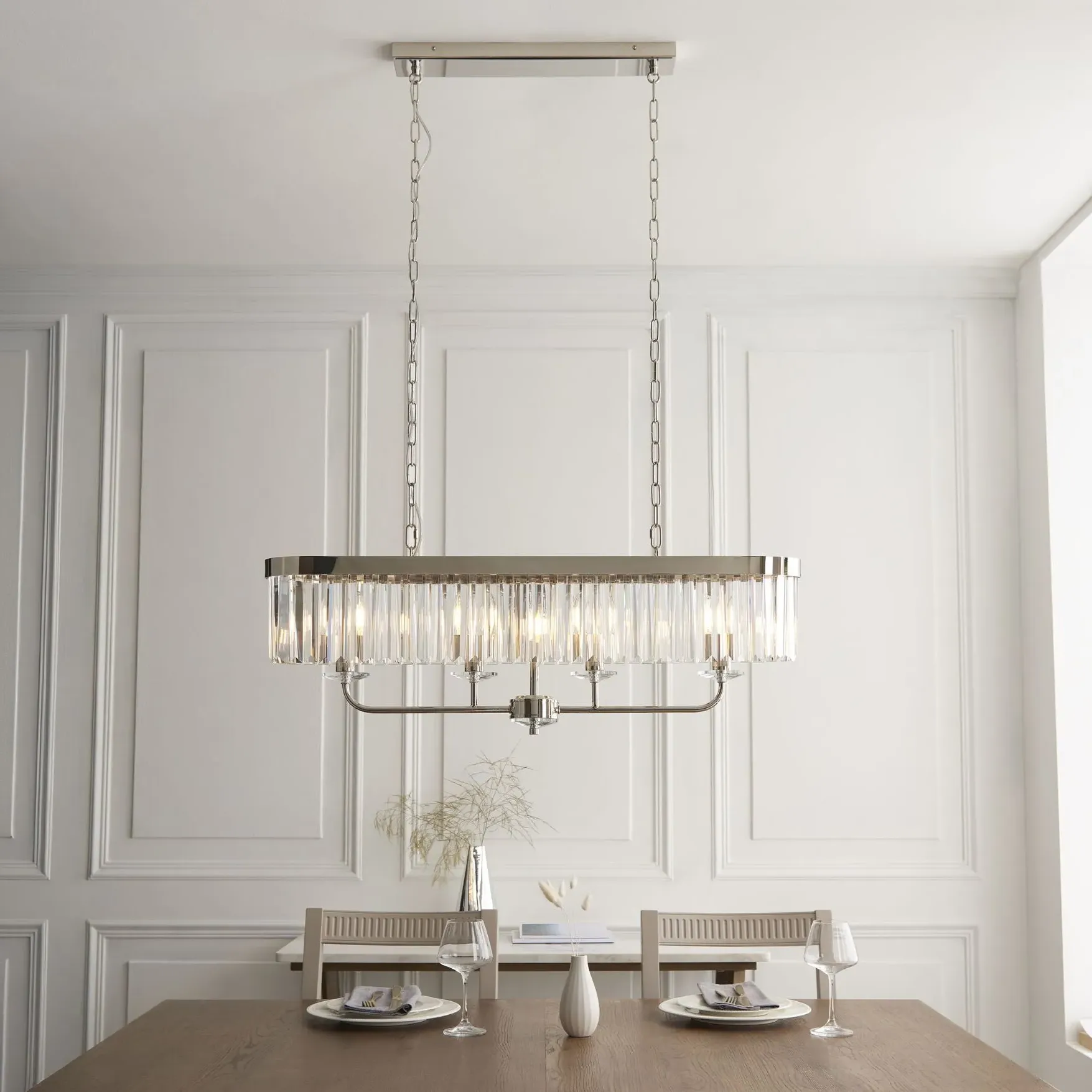 Chesterfield 4-Light Ceiling Pendant Bar - Silver, Crystal product