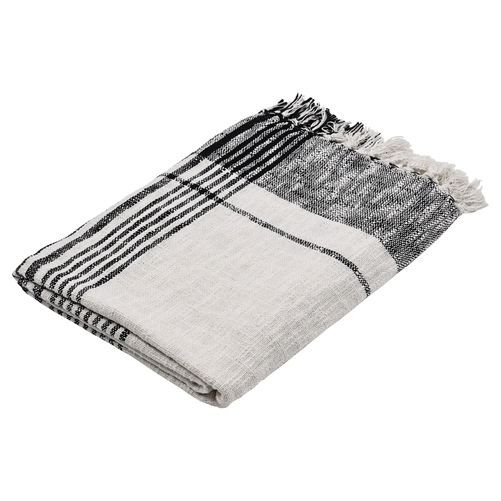 Chevery Striped Blanket - White, Cotton product
