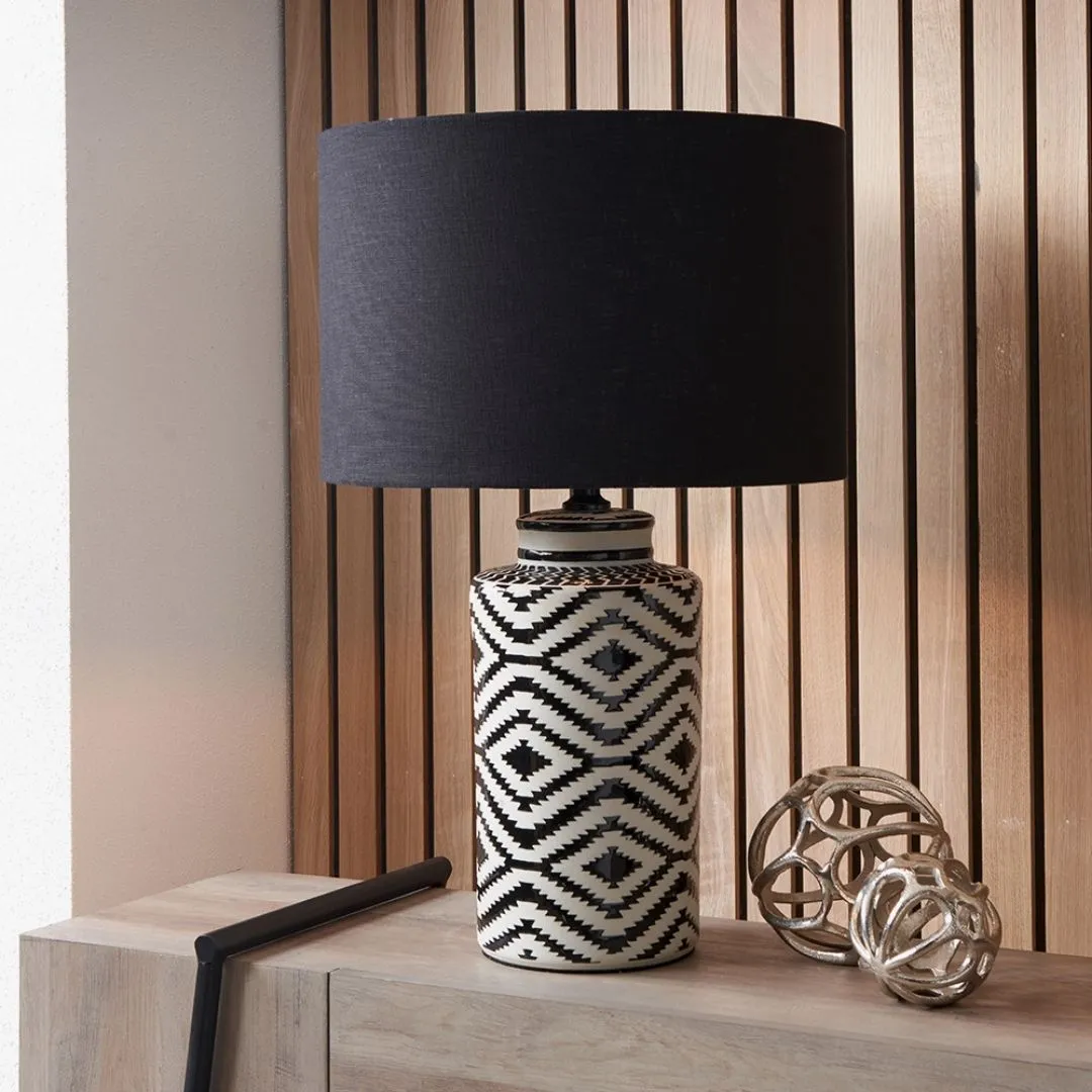 Chirala Aztec Ceramic Table Lamp - Black & White product