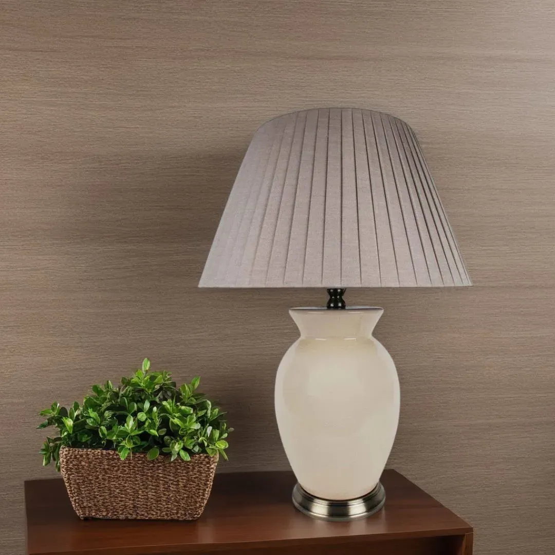 Christina Table Lamp with Pleated Shade - Cream, Brass product