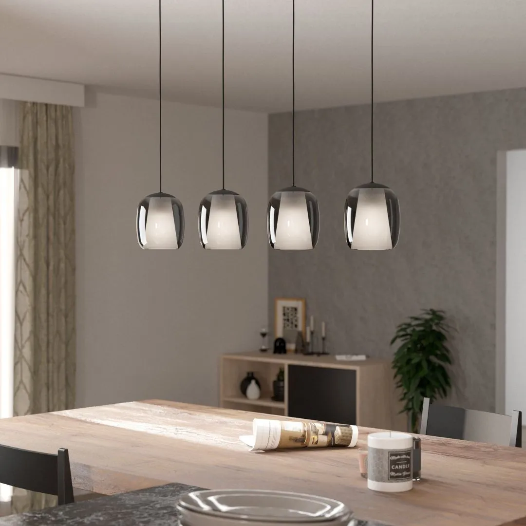 Ciampino 4-Light Pendant Ceiling Bar - Black, Smoked Glass product