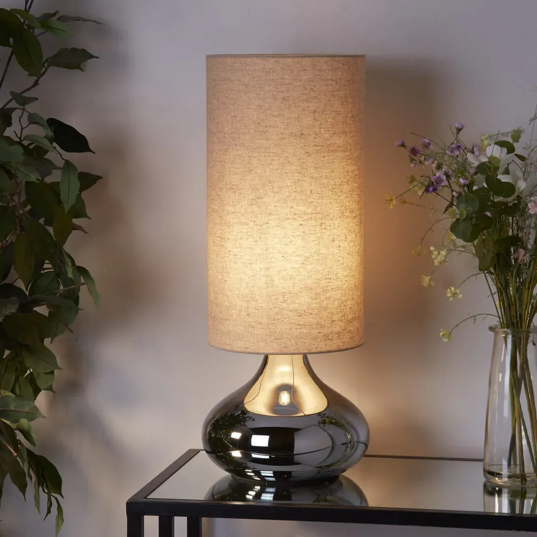 Cissy Table Lamp - Smokey Glass, Linen product