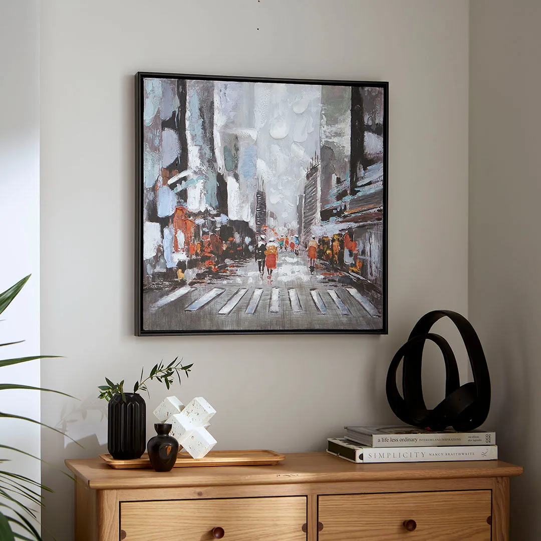 City Limits Hand-Painted Canvas - Grey, Black Frame product