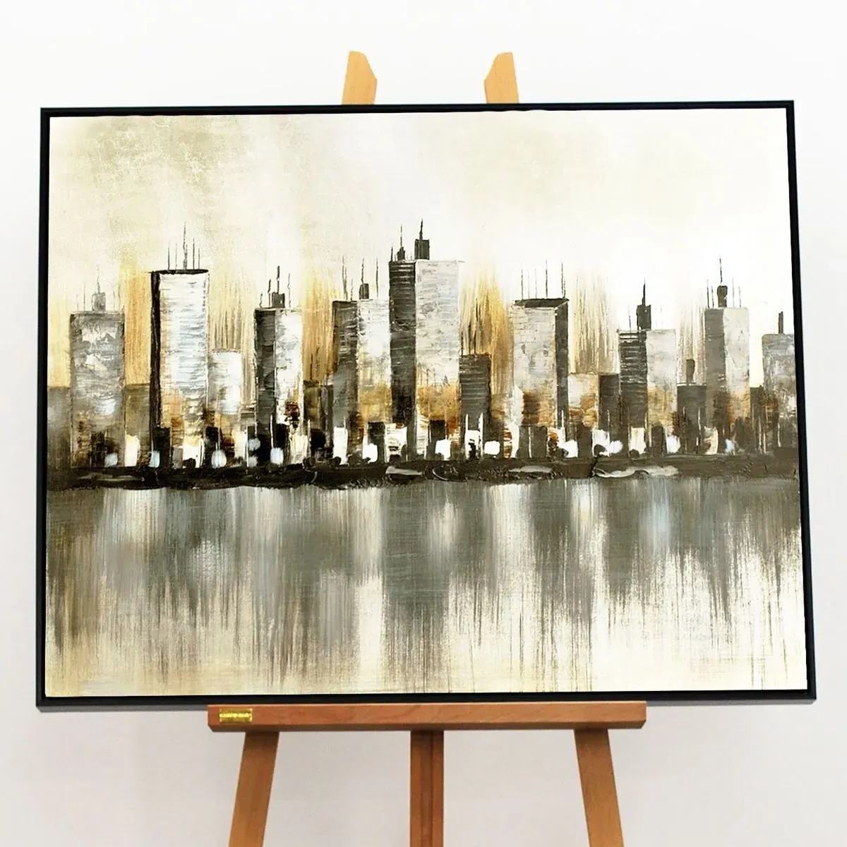 Cityscape Natural Canvas with Black Frame - Portrait product