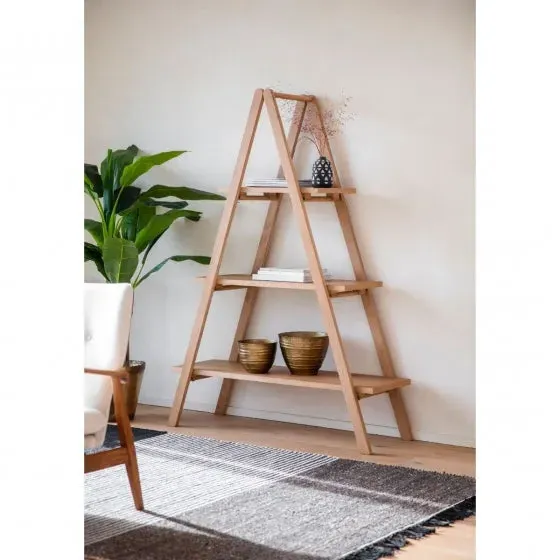 Clapham A-Frame Leaning Shelf Unit with 3 Shelves - Oak product