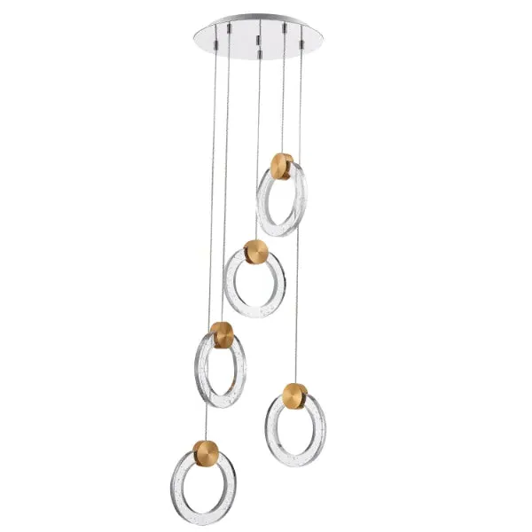 Clarity 5 Light LED Ceiling Pendant - Gold product