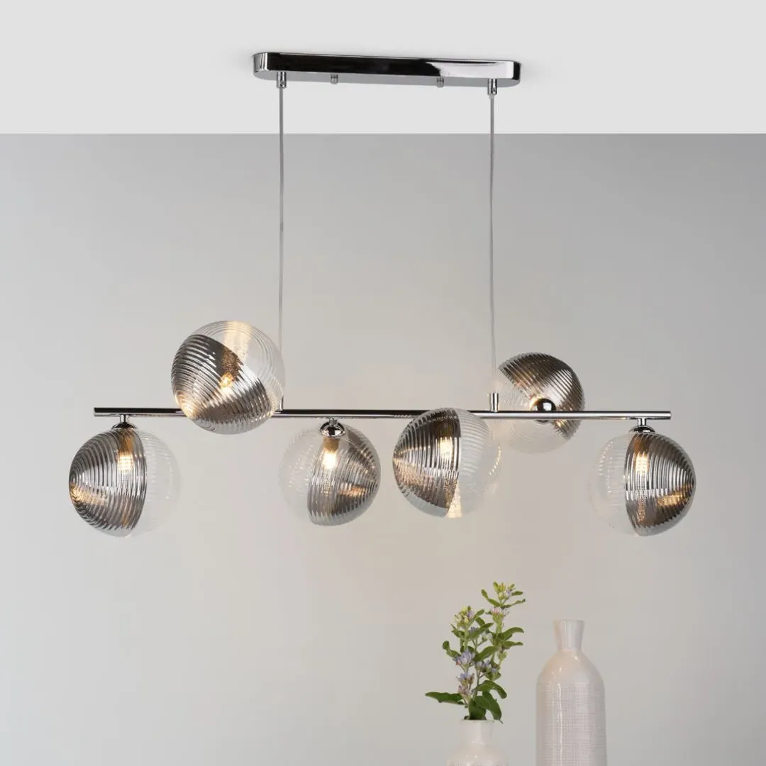 Claudia 6-Light Ceiling Pendant Bar - Silver, Glass product