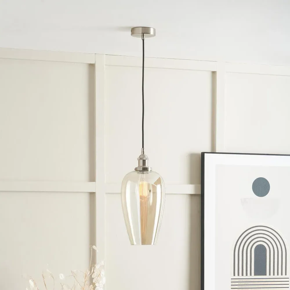 Clio Ceiling Pendant - Antique Silver, Metal & Lustre Glass product