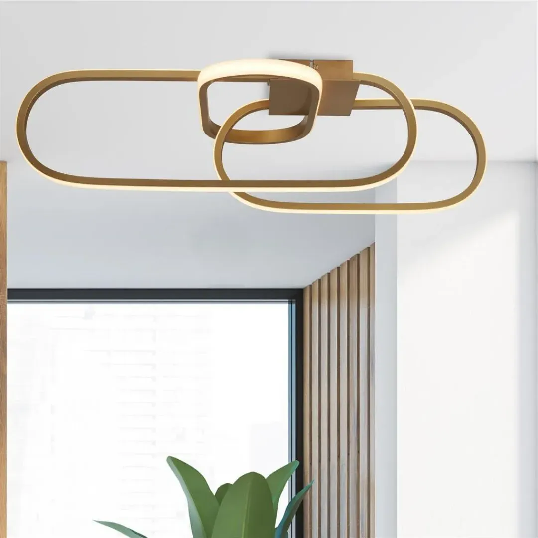 Clip LED Flush Ceiling Light Triple-Loop - Gold, Aluminium product