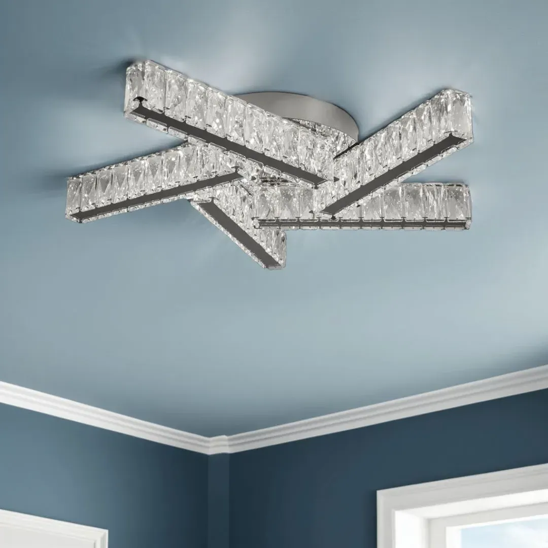 Clover 5 Light Flush Ceiling Light - Polished Chrome, Crystal product