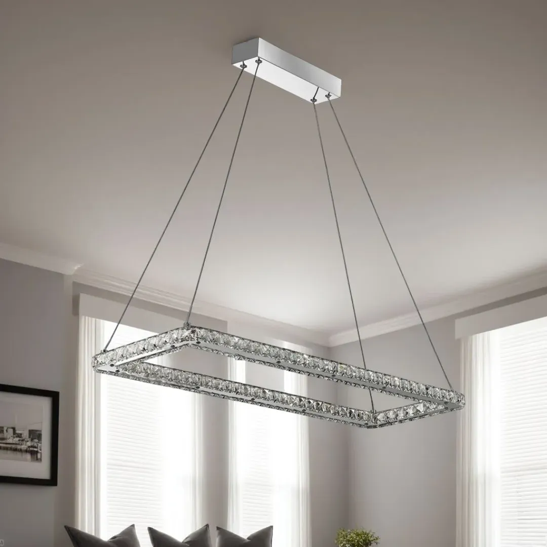 Clover LED Linear Ceiling Pendant - Chrome, Glass product