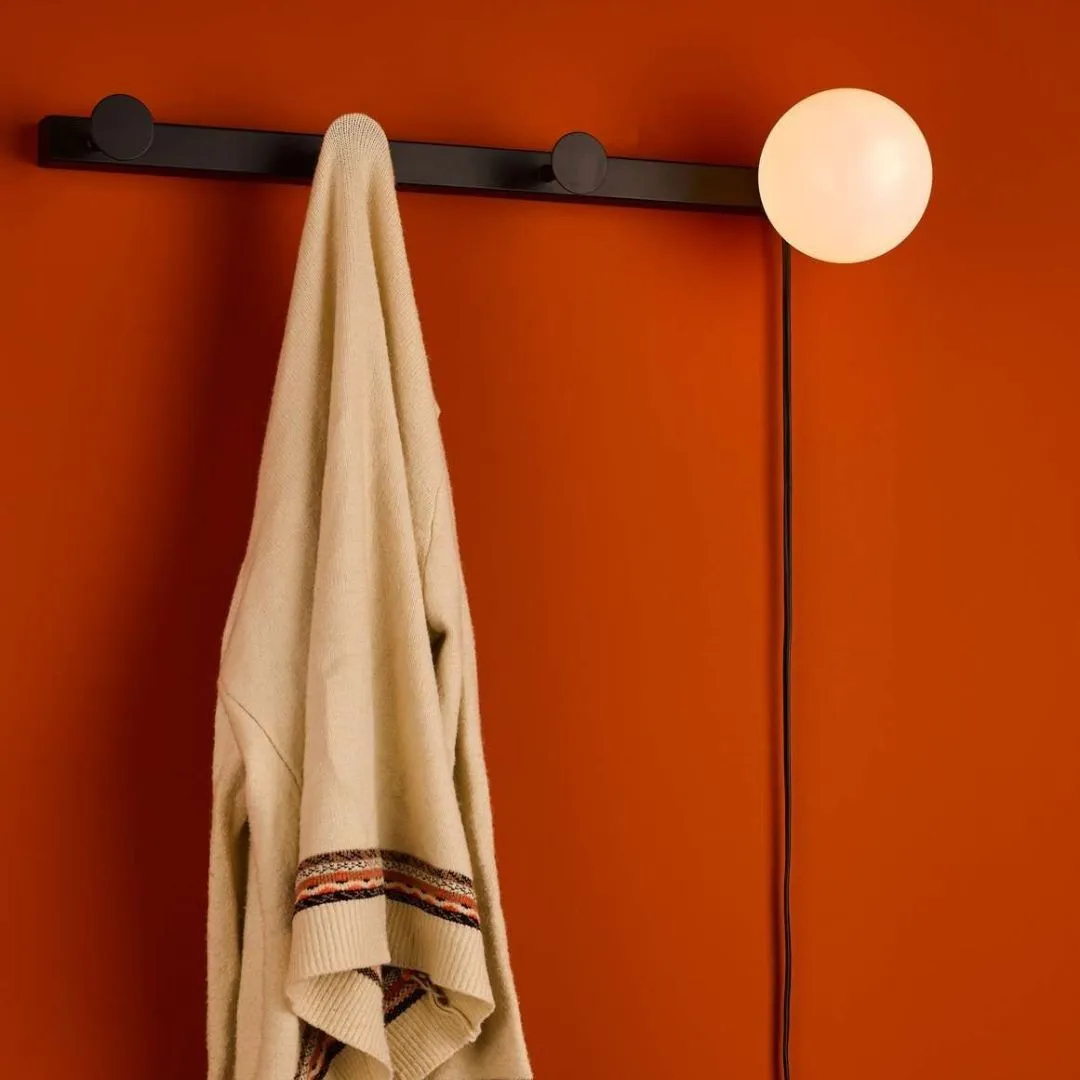 Coat Rack Wall Light - Matt Black, Opal product