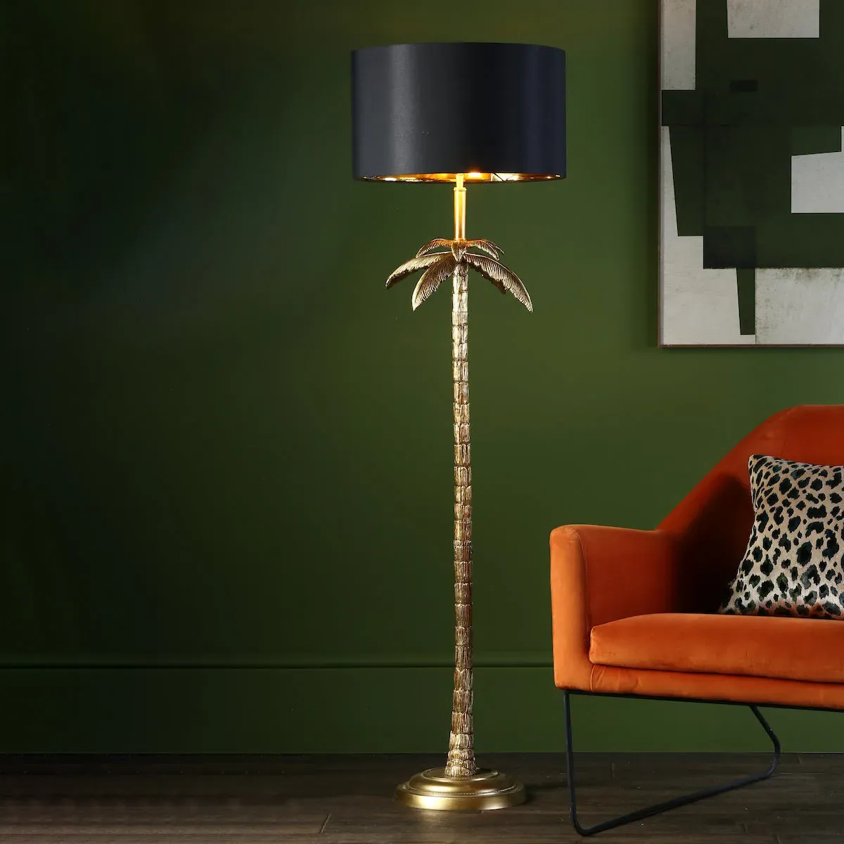 Coco Palm Tree Floor Lamp - Antique Gold product