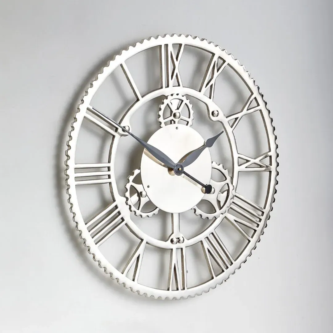 Cog Design Round Wall Clock - Nickel product