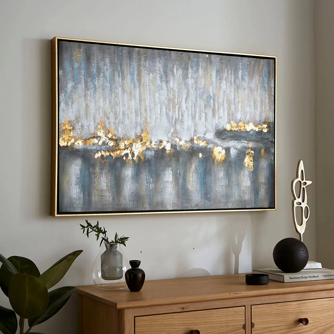 Colour Wash Hand-Painted Canvas - Aqua, Gold product