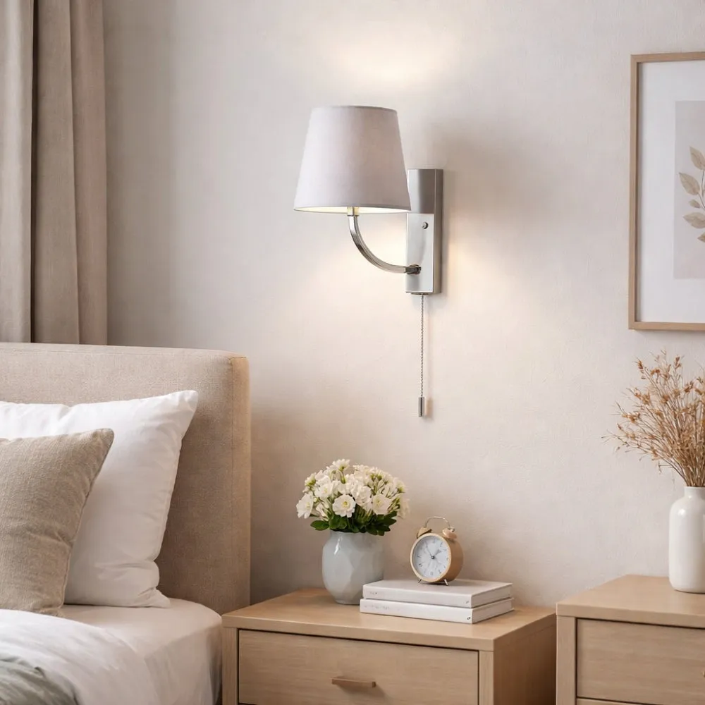 Condella Compact Wall Light with Pull Switch - Chrome, Grey product