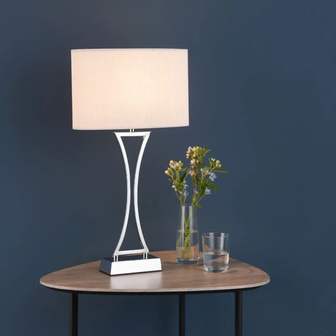 Corrina Touch Table Lamp with Dimmer - Chrome, Ivory product