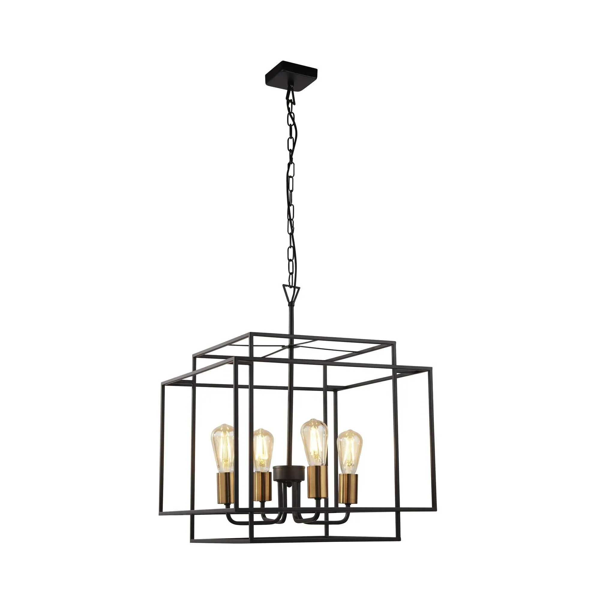 Crate 4-Light Frame Pendant - Black, Metal product
