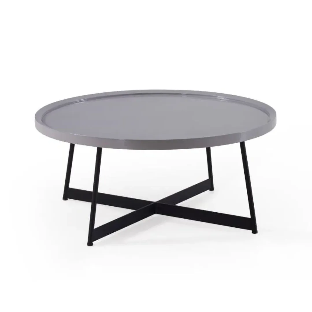 Curtis Round Coffee Table - Light Grey, High Gloss product