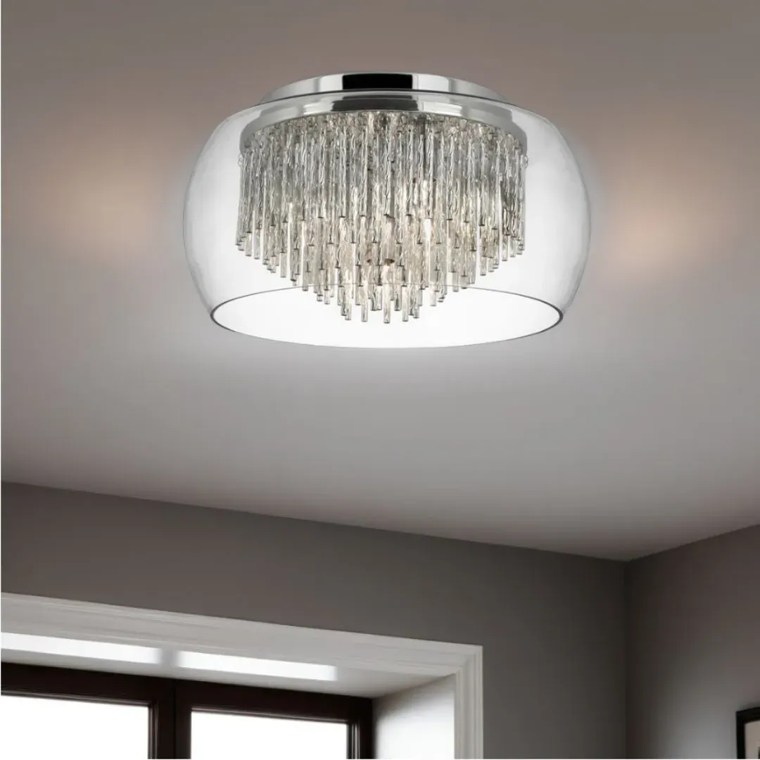Curva 4-Light Flush Ceiling Light - Chrome, Glass product