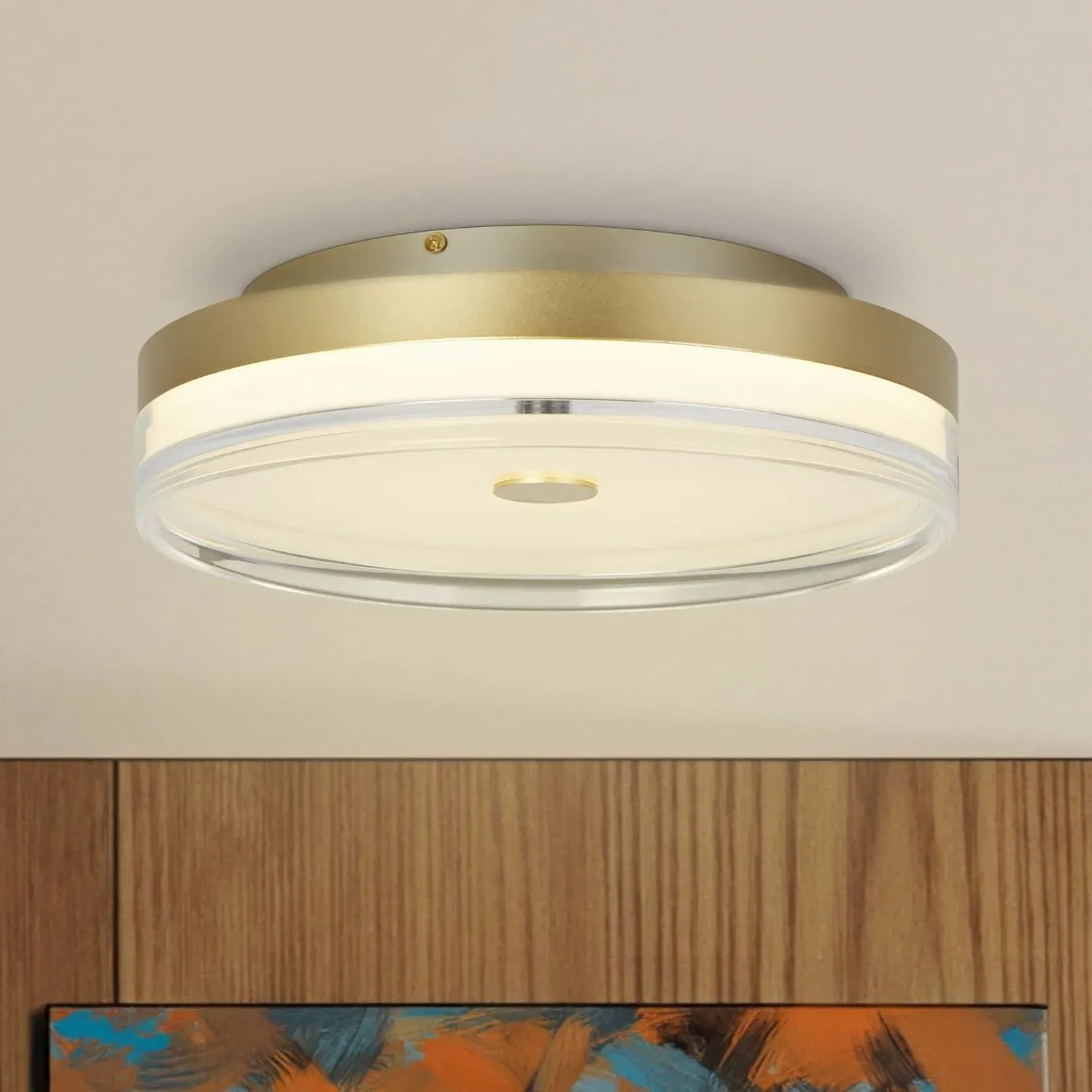 Cyprus Large LED Flush Ceiling Light - Gold, Acrylic product