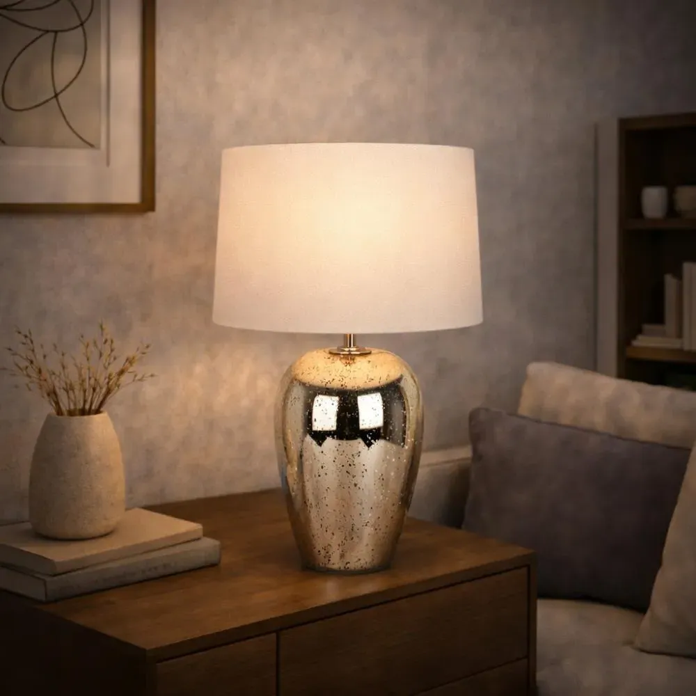 Cyrus Dual Lit Speckled Glass Table Lamp - Chrome product