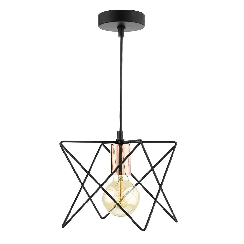 Dar Midi Single Pendant Ceiling Light - Black, Copper product